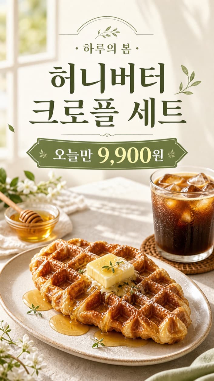 허니버터 크로플 세트 시즌 이벤트 안내 예시